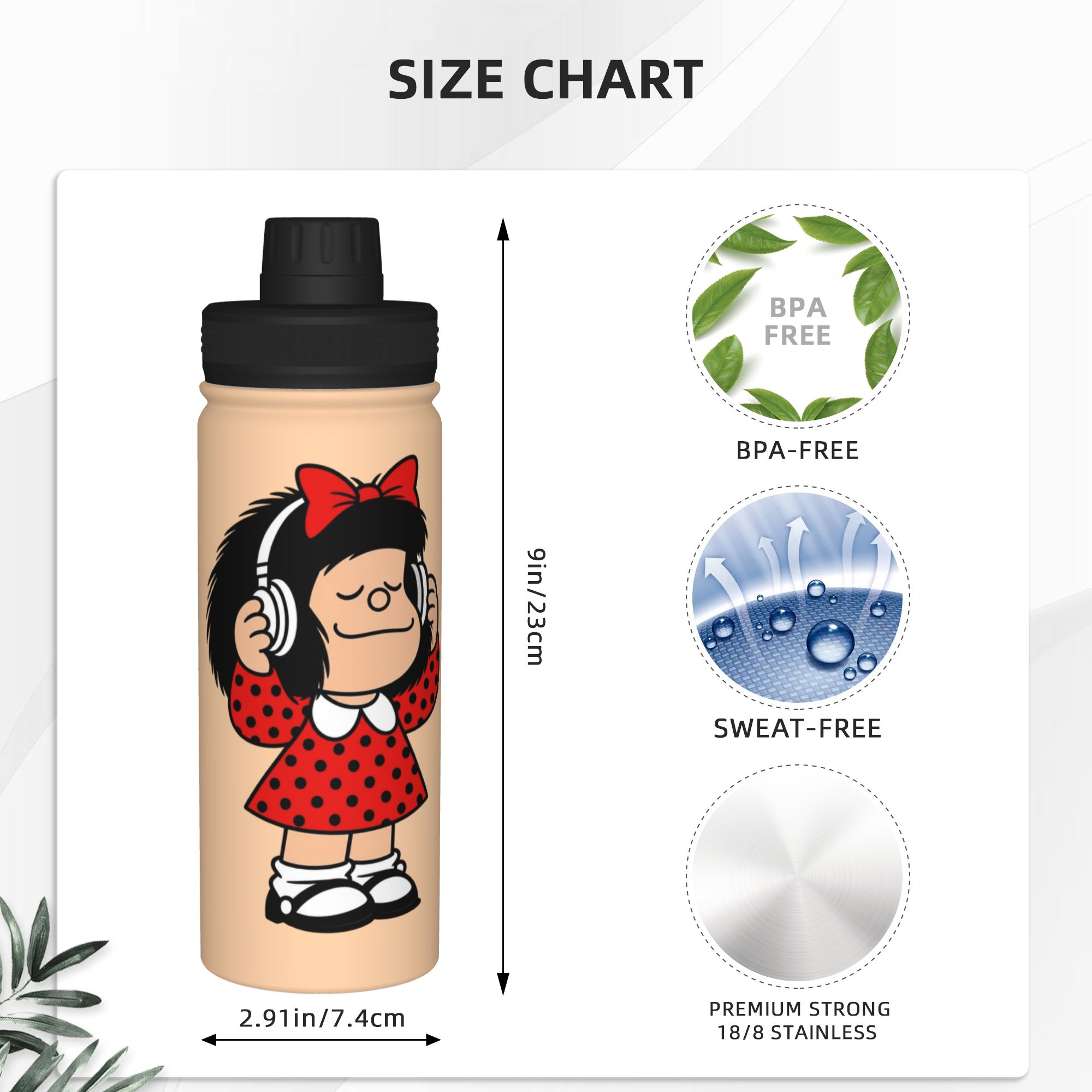 Kartun M-Mafaldas 18OZ Ketel O - Sports Water Bottle Insulated ulasan dan harga